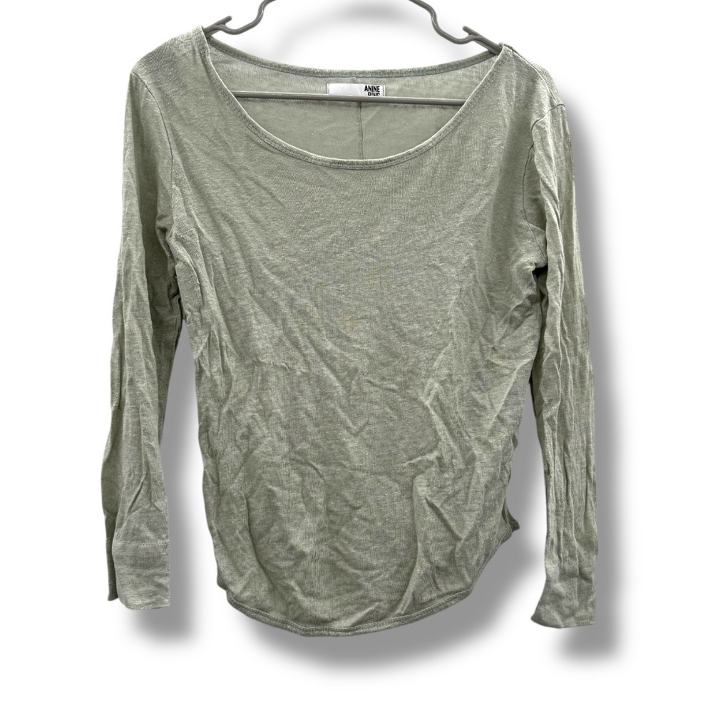 ANINE BING Linen Long Sleeve Top Women’s Size Small Lightweight Scoop Neck